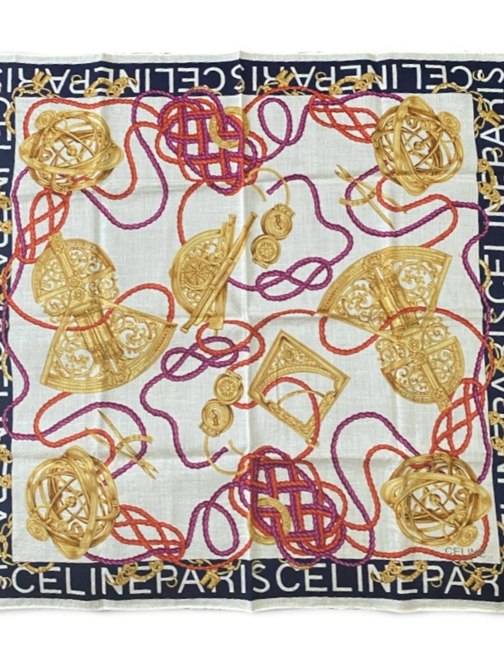 Celine Scarf with Gold Motifs and Purple & Red Rope Accents